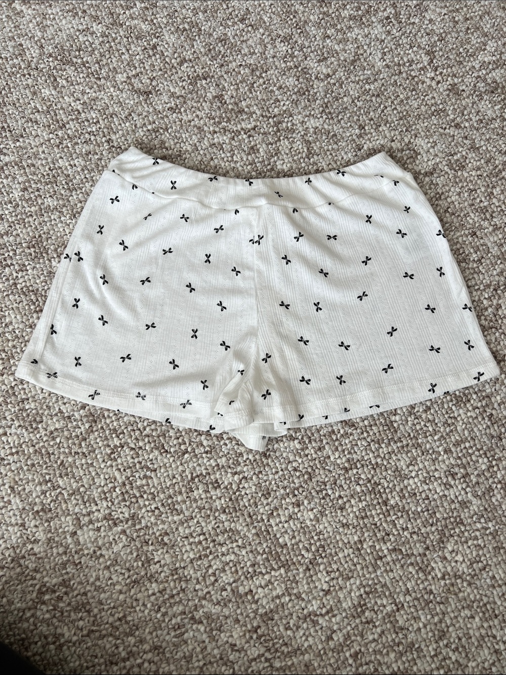 Ivy June White Pajama Shorts with Black Bow Motif